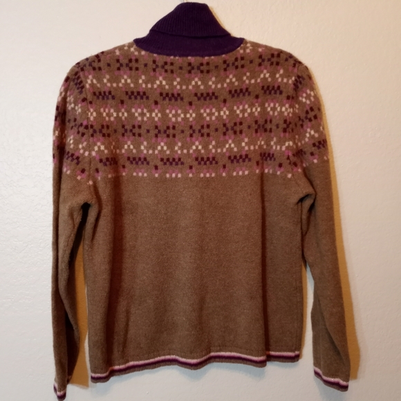 VTG Soft Lambswool Sweater Tan & Purple Turtleneck by Jillian Jones XL - Picture 4 of 7